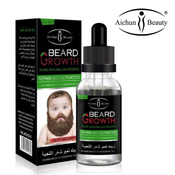 Beard Growth Oil Serum Fast Growing Beard Mustache Facial Hair Grooming for Men 30ML