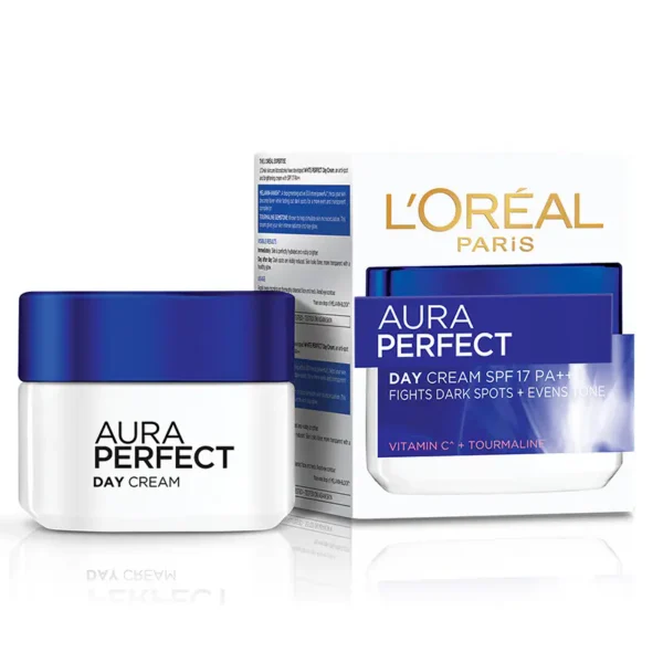 Loreal Aura Perfect Day Cream SPF17 50ml, Fight Dark Spots + Evens Tone. Vitamin C + Tourmaline