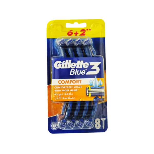 Gillette Blue 3 Comfort Men's Razor Blades 8 Razors Set 6+2