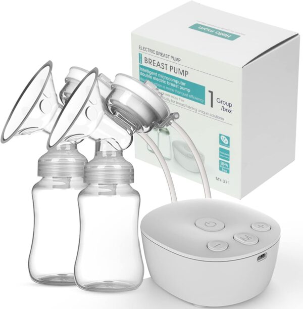 Intelligent Microcomputer Double Electric Breast pump Set Manual breast feeding pump with 2 bottles BBA Free