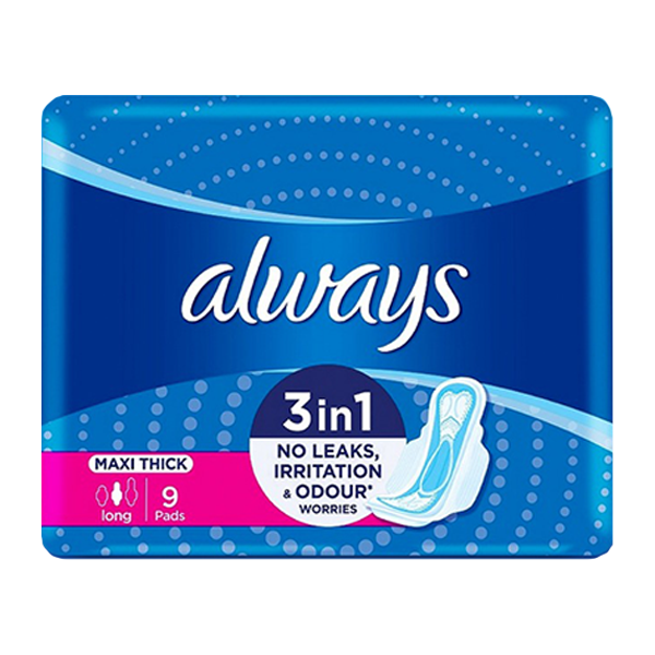 Always 3in1 Maxi Thick Long Sanitary Pads 9pcs