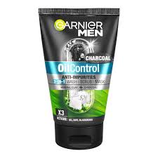 Garnier Men Turbolight Oil Control Charcoal 3 in 1 Face Wash Scrub 100ml